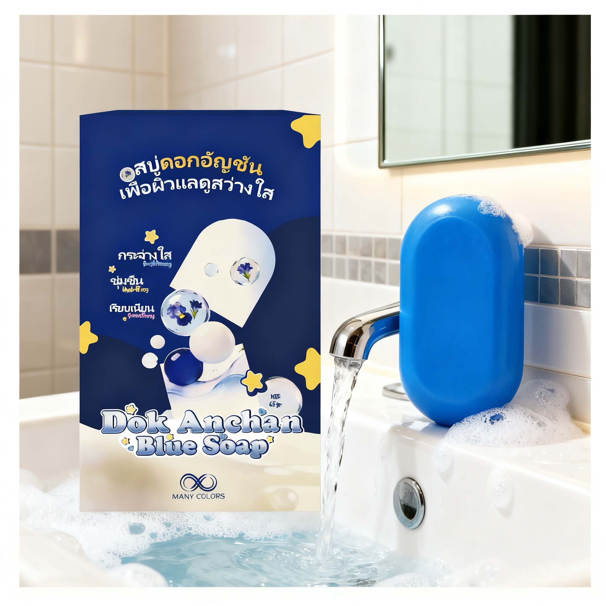 Castor Oil Soap - 65G 1/2/3pcs Dok Anchan Blue Soap