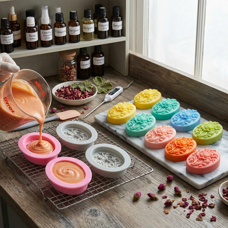 4 Silicone mold with flower sh - Soap Making Guide For Beginners のレビューと価格